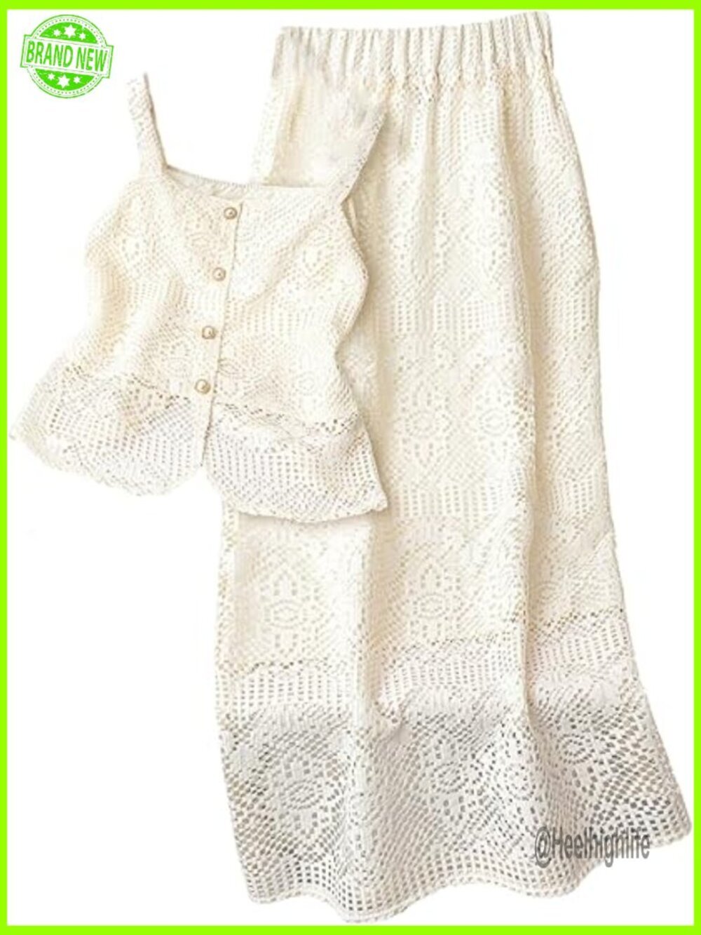 Crochet Skirt and Top Set, Boho Festival Outfit, Size Medium
